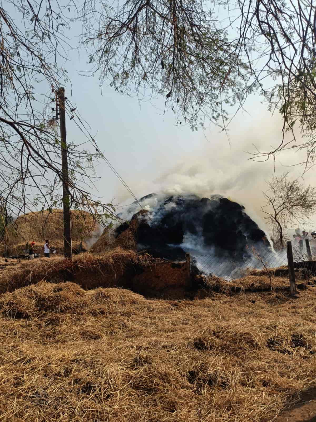 खम्हारडीह में बिजली तार टूटने से पैरावट में लगी आग, हुआ भारी नुकसान