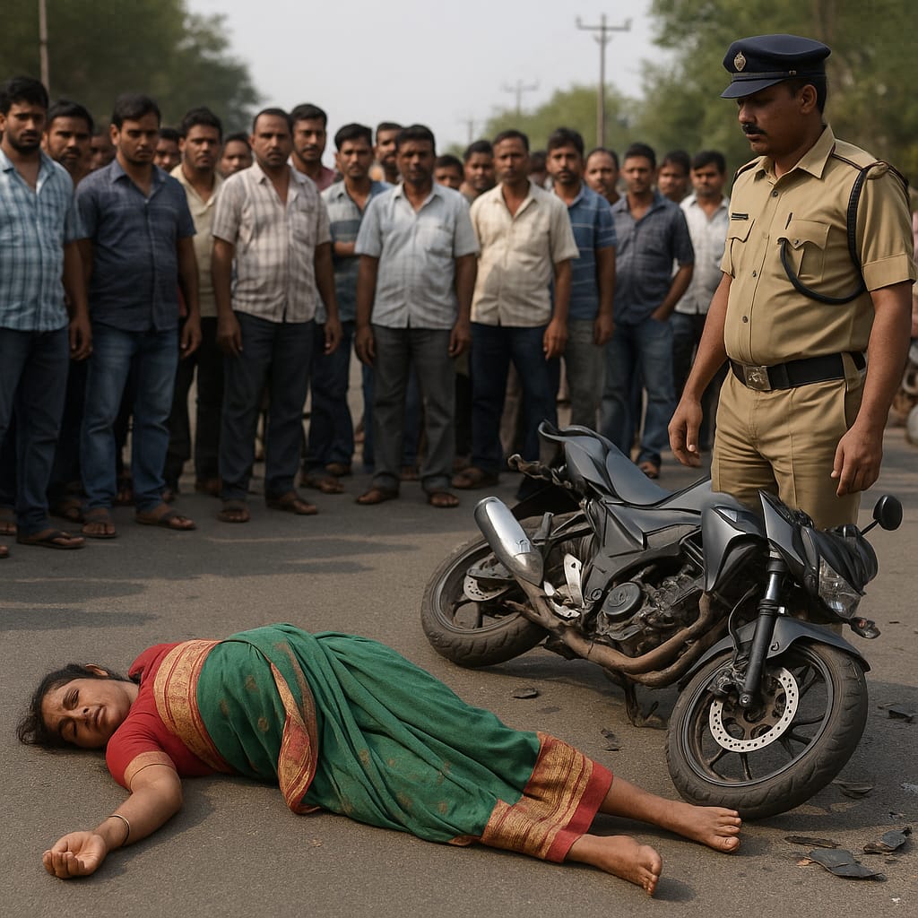 दर्दनाक हादसा – तेज रफ्तार बाइक की ठोकर से महिला की मौत